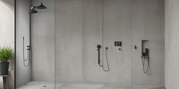 Douche à l’italienne en béton ciré avec Biologement