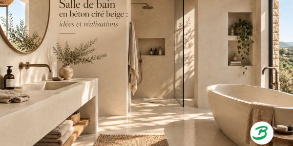 Salle de bain en béton ciré beige : idées et réalisations
