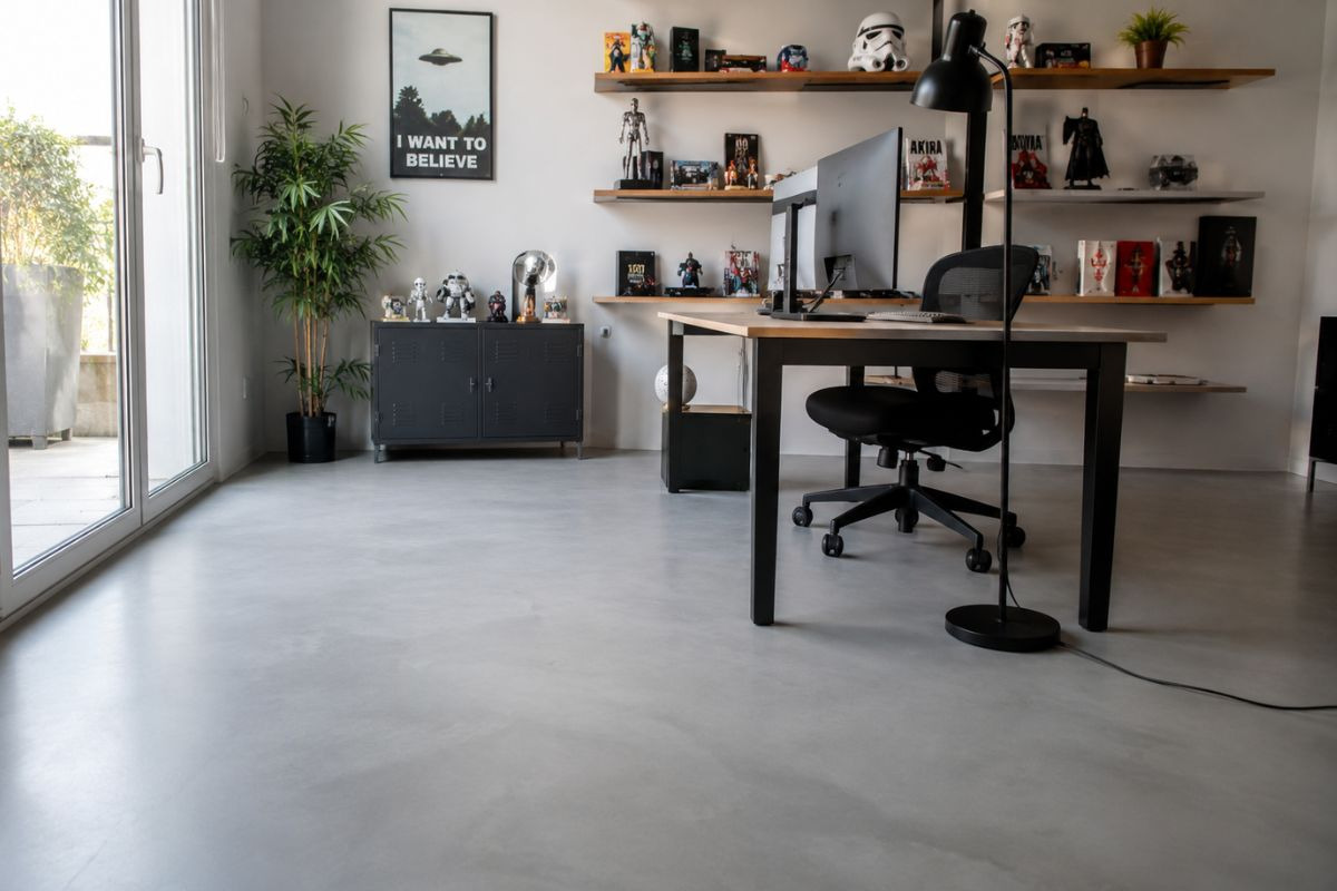 Béton ciré dans un bureau - Biologement